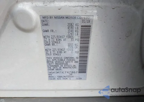 2018 Nissan Rogue S z USA, uszkodzony, nr VIN 5N1AT2MT7JC747862